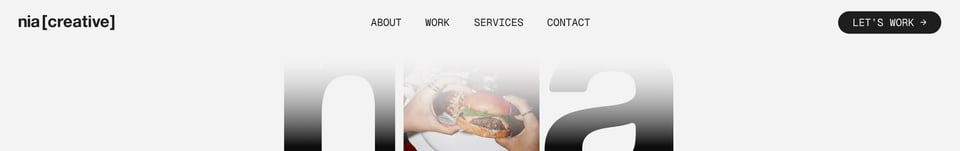Header Navigation section on Nia Creative section design