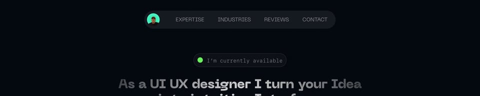 Header Navigation section on Lucas Leroux section design