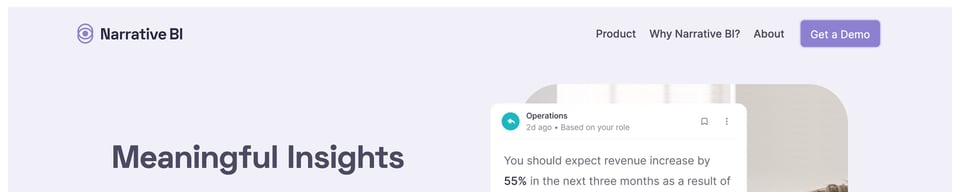 Header Navigation section on Narrative BI section design
