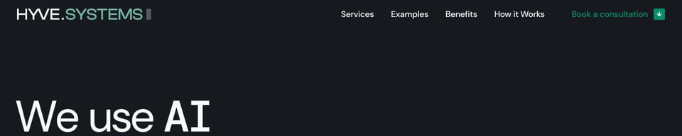 Header Navigation section on Hyve.systems section design