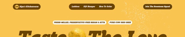Alpa’s Kitchenverse Header Navigation Section