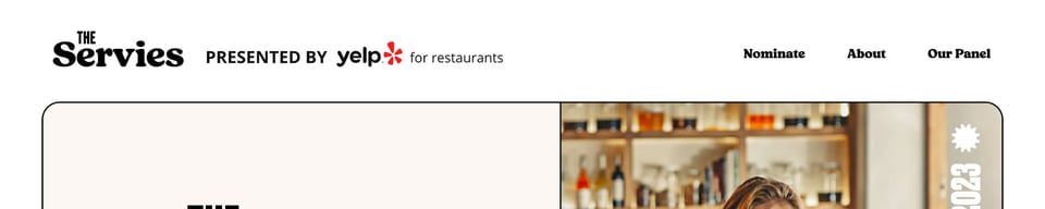 Header Navigation section on The Servies Awards section design