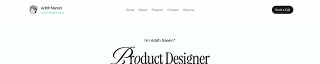 Adith Narein Header Navigation Preview