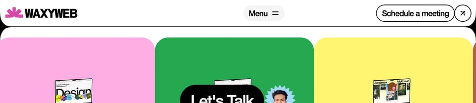Header Navigation section on WaxyWeb section design