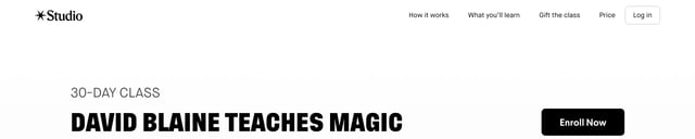 Studio + David Blaine: Magic Header Navigation Preview