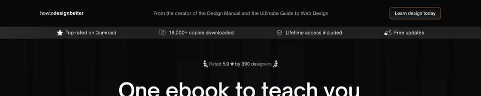 Header Navigation section on How To Design Better Ebook section design