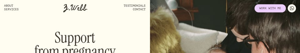 Header Navigation section on Zara Webb section design