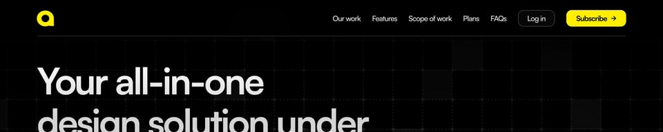 Header Navigation section on Artone Studio section design