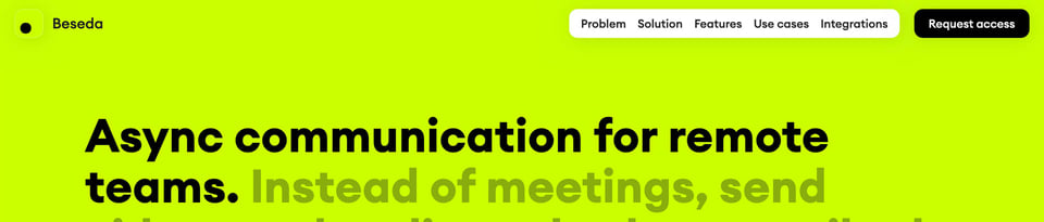 Header Navigation section on Beseda section design