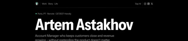 Artem Astakhov Header Navigation Preview