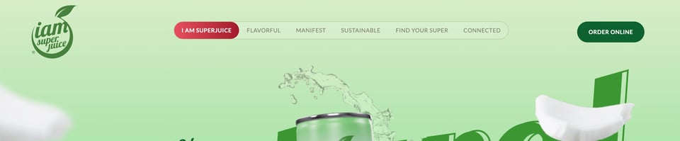 Header Navigation section on I am Superjuice section design