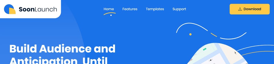 Header Navigation section on SoonLaunch section design