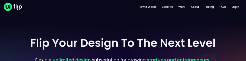 Header Navigation section on UI Flip section design