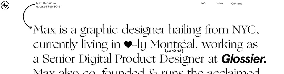 Header Navigation section on Max Kaplun section design