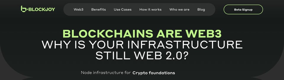 Header Navigation section on BlockJoy section design