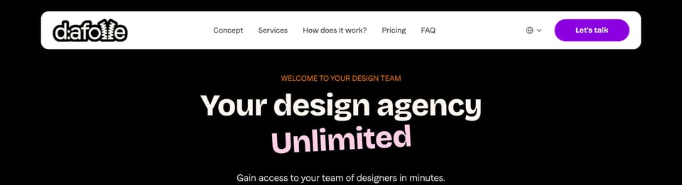 Header Navigation section on Dafolle section design