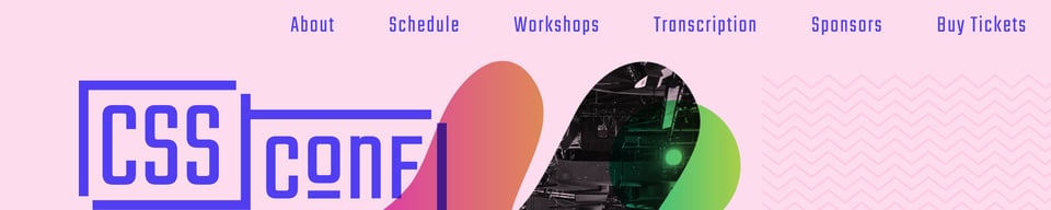 Header Navigation section on CSSConf US 2016 section design