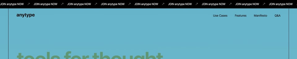 Header Navigation section on Anytype section design