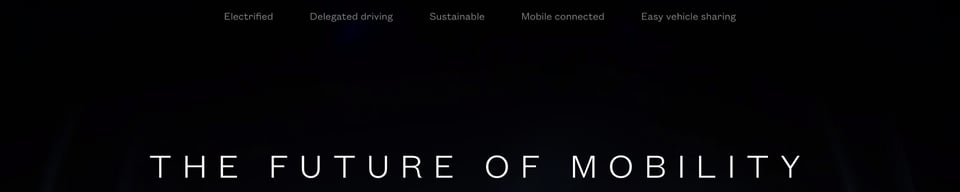 Header Navigation section on The Future Of Mobility section design