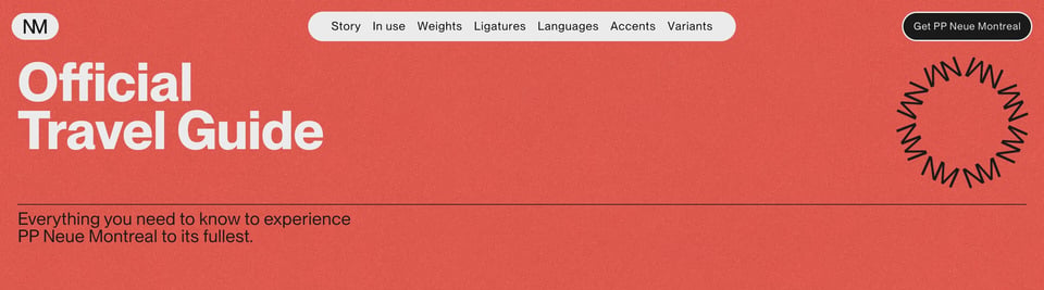 Header Navigation section on PP Neue Montreal section design