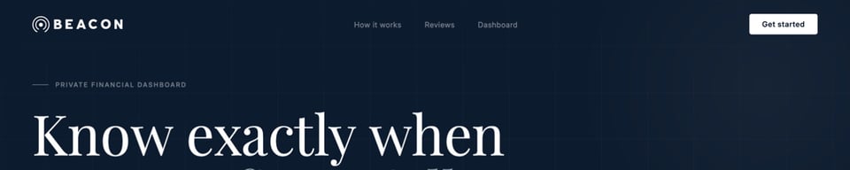 Header Navigation section on Beacon section design