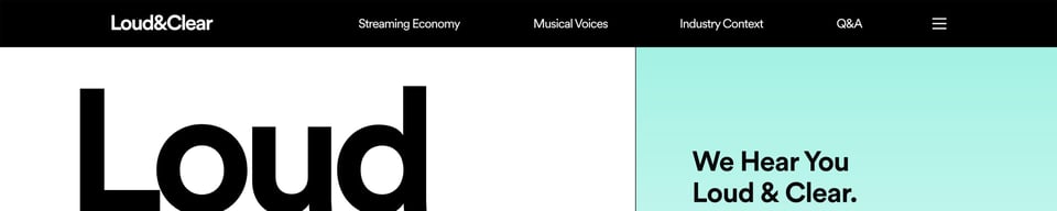 Header Navigation section on Loud & Clear section design