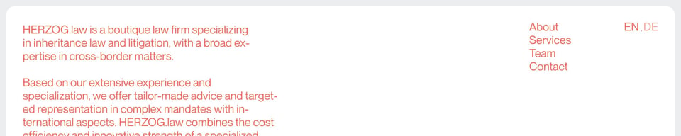 Header Navigation section on HERZOG.law section design