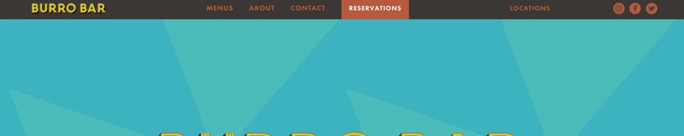 Header Navigation section on Burro Bar section design