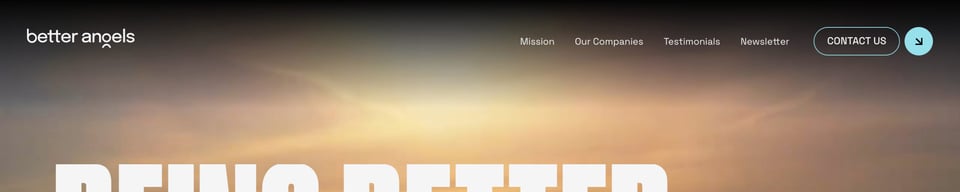 Header Navigation section on Better Angels section design