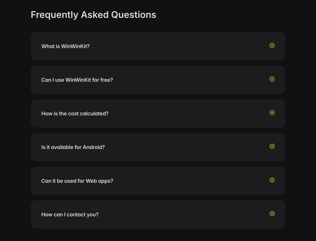 WinWinKit FAQ Accordion Preview