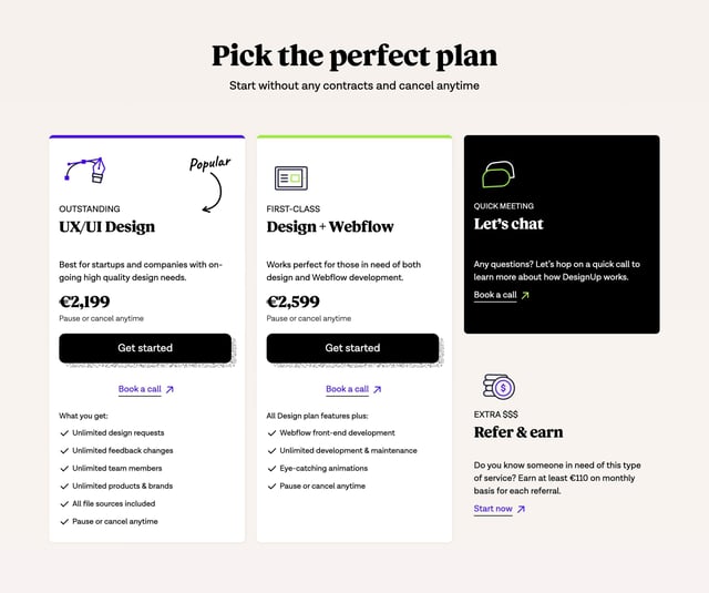 DesignUp Pricing Table Preview
