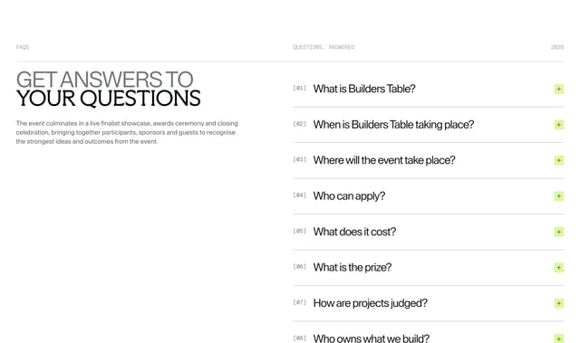 Builders Table FAQ Preview