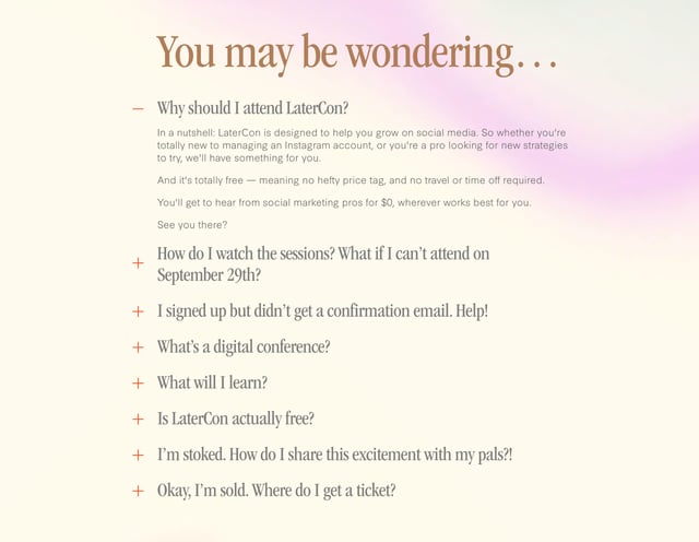 Latercon FAQ Accordion Preview