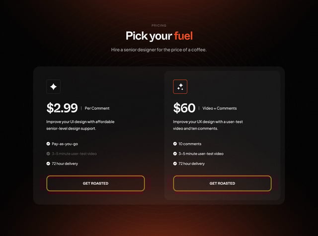 Roasti Pricing Table Preview
