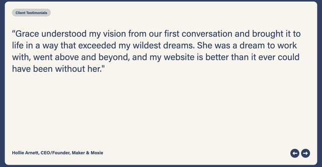 Grace Walker Testimonial Slider Preview