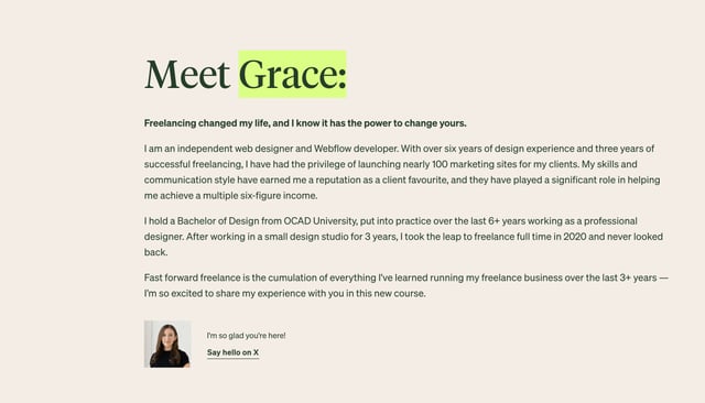 Fast Forward Freelance Biography Preview