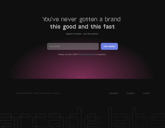 Arcade Labs – Brand Sprint Big Footer Preview