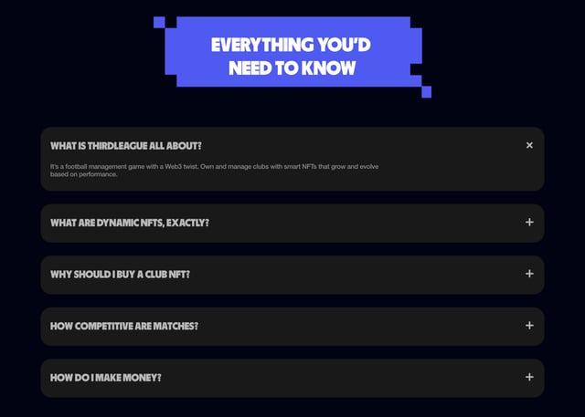 Third League FAQ Accordion Preview