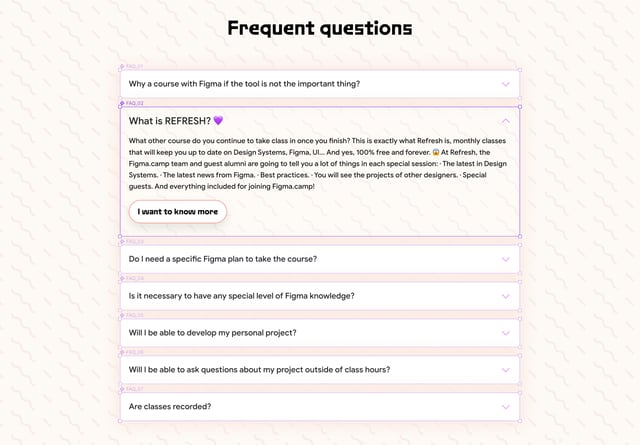 Figma Camp FAQ Accordion Preview