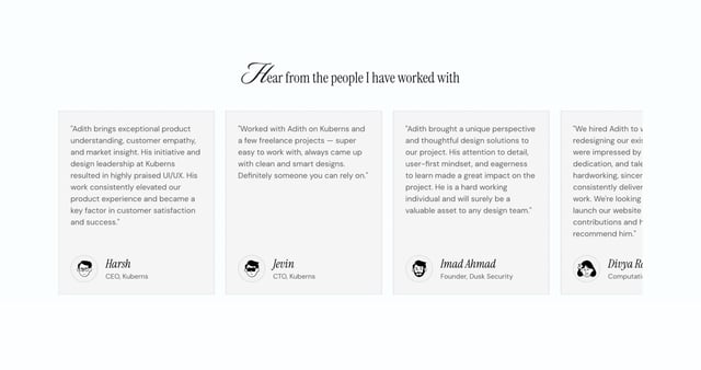 Adith Narein Testimonial Slider Preview