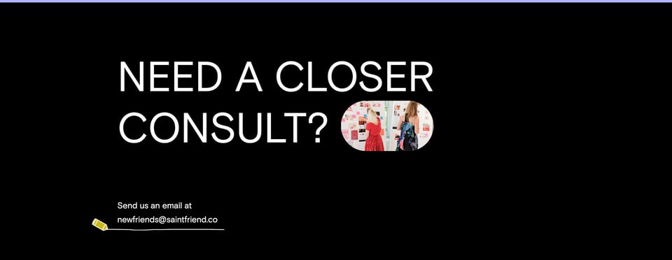 Call-To-Action Footer section on Saint Friend Collab section design