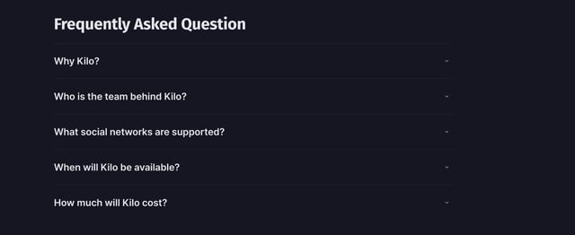Kilo FAQ Accordion Preview