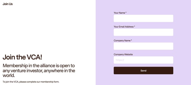 Venture Climate Alliance Contact Form Preview