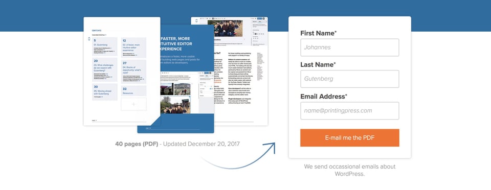 Newsletter section on Gutenberg White Paper section design