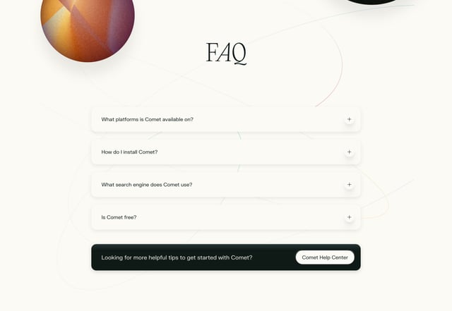 Comet FAQ Accordion Preview
