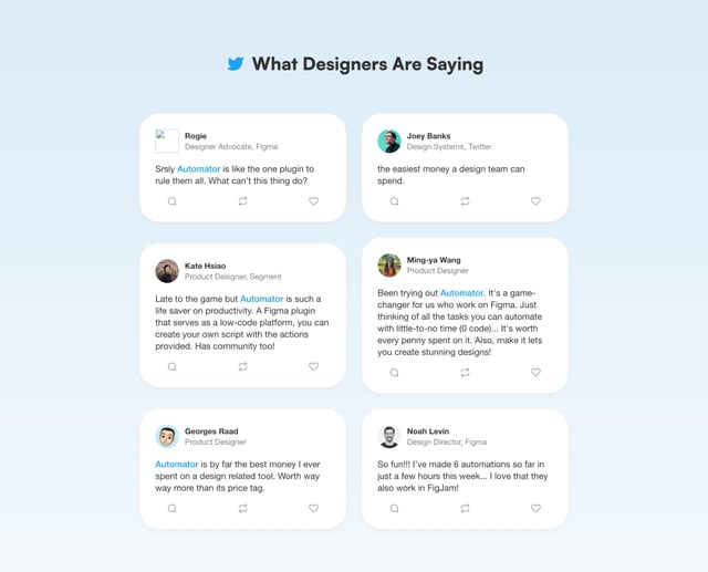 Automator for Figma Testimonials Preview