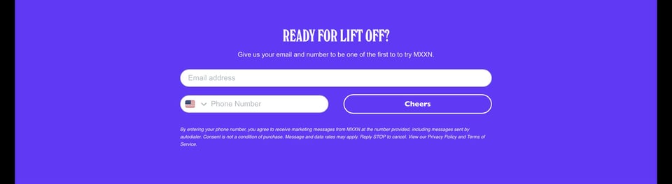 Waitlist or Beta Sign Up section on MXXN section design