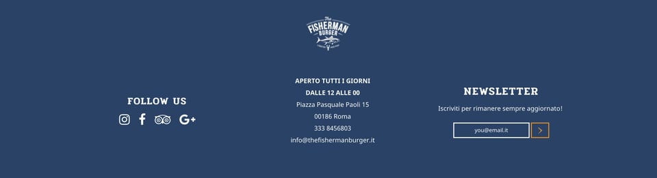 Newsletter section on The Fisherman Burger section design