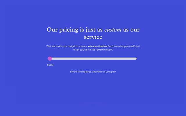 Throw Pricing Slider Section