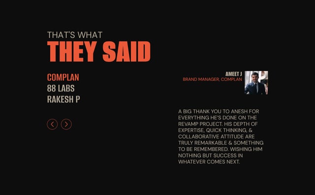 Anesh Kangutkar Testimonial Slider Preview